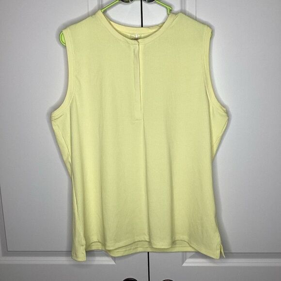 Ladies Calia‎ Carrie Underwood 1/4 snap sleeveless Top lemon Chiffon yellow 2XL - Picture 1 of 8